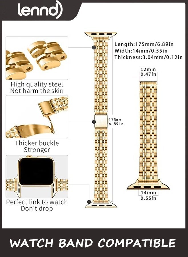 LENND Slim Watch Band Compatible with Apple Watch 41mm 45mm 42mm 44mm 40mm 38mm Metal Stainless Steel Watchband Suitable for iWatch 10/9/8/7/6/5/4/3/2/1/SE Series Women Luxury Strap - Image 2